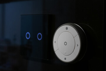 Touchless Glass Light Switch with LED Indicators for Smart Home Automation.