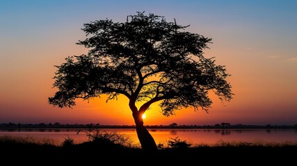 Sunset with tree wallpaper
