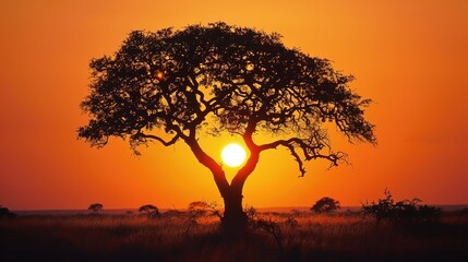 Sunset with tree wallpaper