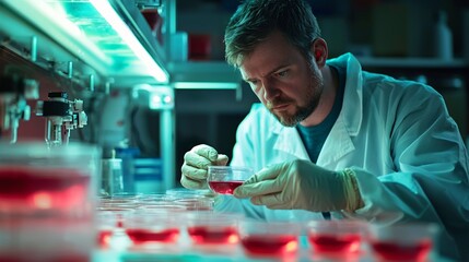 A scientist explores the world of anaerobic bacteria using petri dishes and advanced laboratory tools.