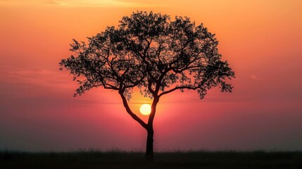 Obraz premium Sunset with tree wallpaper