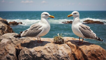 Obraz premium seagulls on the beach