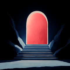Obraz premium A stunning archway illuminated by soft light, leading up a set of steps. Ideal for themes of hope, journey, and exploration.