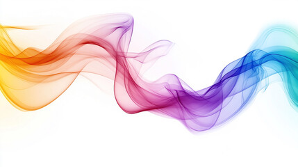 Colorful rainbow-colored smoke waves on a white background