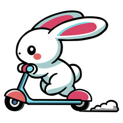 a bunny on a scooter with a bunny on the front.
