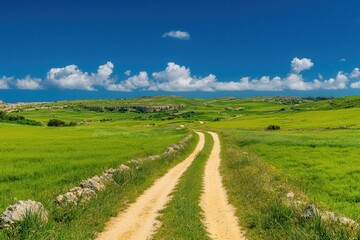 Obraz premium Serene countryside under clear skies during Republic Day in Malta.