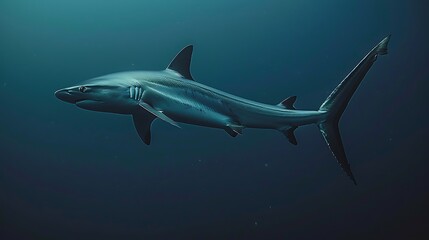 Fototapeta premium Pelagic thresher shark using its tail whip to hunt, an action sequence that highlights the speed and power of this remarkable predator 