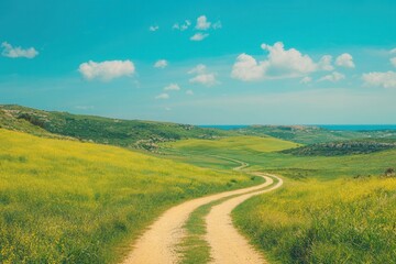 Fototapeta premium Serene countryside with a light breeze during Agatha’s Day in Malta.
