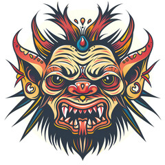 Troll head very simple traditional tattoo flash styles illustration