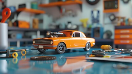 A 3D render of a promotional postcard advertising car part discounts