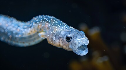 Hagfish producing slime as a defense mechanism, the underwater action shot capturing the viscous, protective substance in motion 