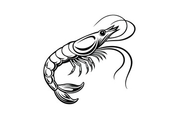 Shrimp silhouette vector art illustration with white background