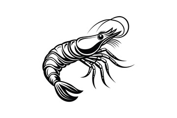 Shrimp silhouette vector art illustration with white background