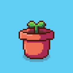 Pixel art plant in a pot game asset design