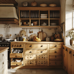  Rustic Kitchen with Wooden Cabinets and Vintage Décor