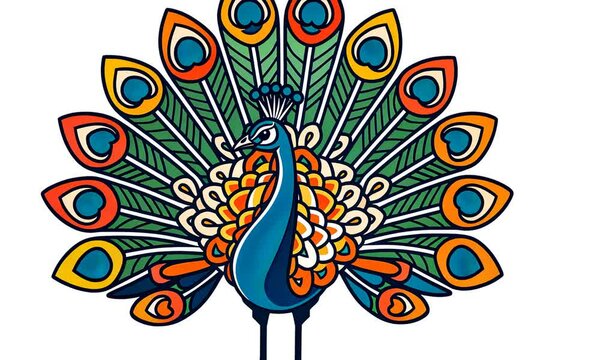 Peacock Illustration with Vibrant Colors