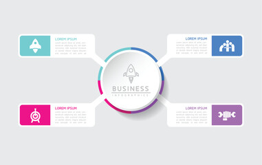 Vector infographic business presentation template connected with 4 options