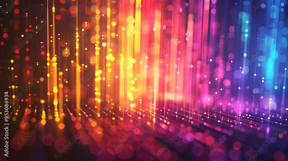 Poster futuristic technology background with glowing lines and bokeh effect - generated ai