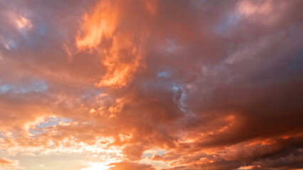 cute sunset golden clouds on the sky background - photo of nature