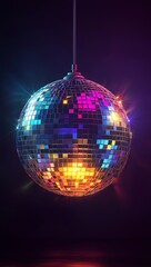 Obraz premium A colorful disco ball with lights shining on it
