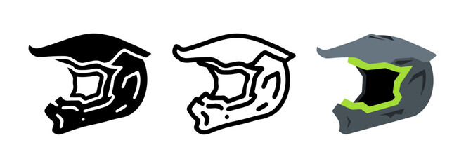 Set of Motocross Helmet cartoon doodle, Vector.