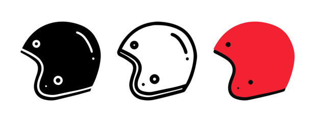 Set of Helmet cartoon doodle, Vector.