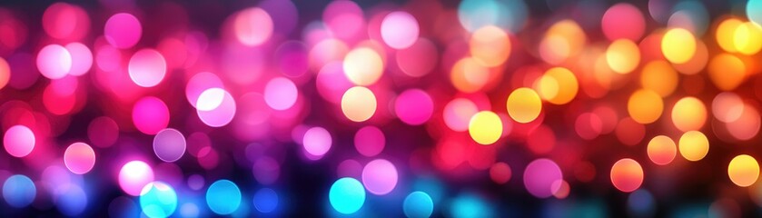 Fototapeta premium Colorful bokeh lights create a vibrant atmosphere, perfect for celebrations or festive occasions. Bright, whimsical, and joyful.