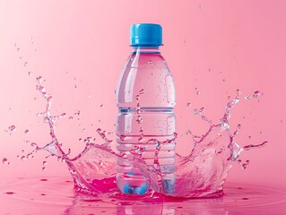 Bootle drink tin blank container in water with splashing bubble for mockup