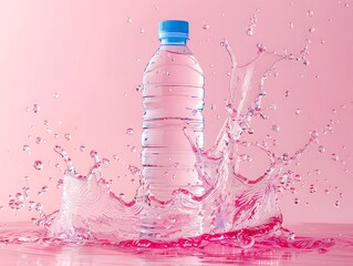 Bootle drink tin blank container in water with splashing bubble for mockup