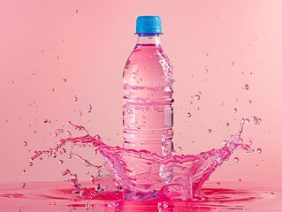 Bootle drink tin blank container in water with splashing bubble for mockup