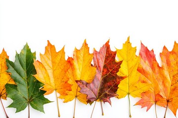 Autumn Maple Leaves Flat Lay White Background created with Generative AI