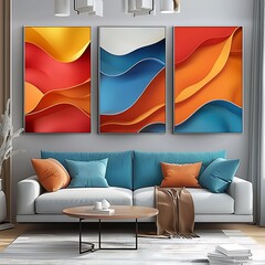 A warm and inviting living room featuring a comfortable couch and two decorative