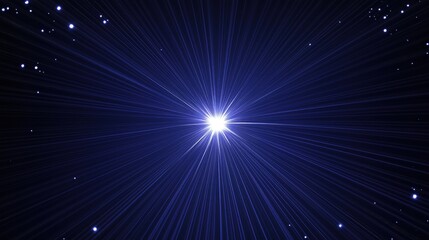 Fototapeta premium A blue sky with a bright star in the center. The star is surrounded by a blue light that is scattered throughout the sky. Concept of wonder and awe at the vastness of the universe