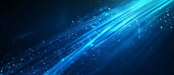 Glowing Blue Rays on Dark Futuristic Background