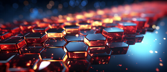 Fototapeta premium immersive vibrant ruby red hexagonal shapes background