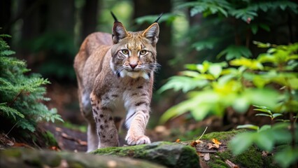 Obraz premium A Lynx Walking Through A Forest Path