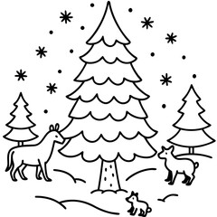 Naklejka premium a drawing of a christmas tree