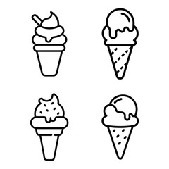 Ice Cream Line Icon: Sweet Vector Illustration for Dessert and Summer Themes