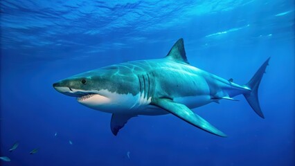 Obraz premium Great White Shark Swimming Underwater