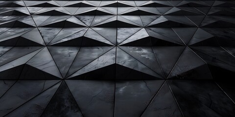 Abstract 3d texture, black concrete cement wall background, faceted texture, macro panorama, wide