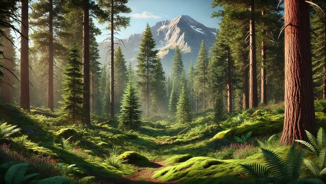 Forest in the forest landscape nature tree mountain sky mountains trees summer pine green blue. Forest in the forest  lake wood view park scenic clouds grass snow valley scene wilderness water river.
