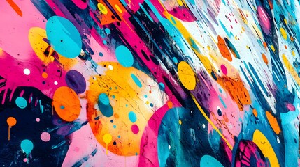 Obraz premium Vibrant street art mural in a bustling city with colorful graffiti bright colors and diverse people bold lines and detailed 3D elements