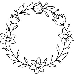  Circular floral wreath vector illustration 
