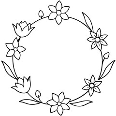  Circular floral wreath vector illustration 
