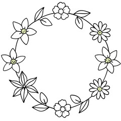  Circular floral wreath vector illustration 
