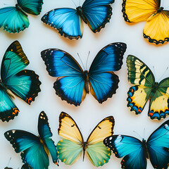 Colorful Butterflies Collection on White Background