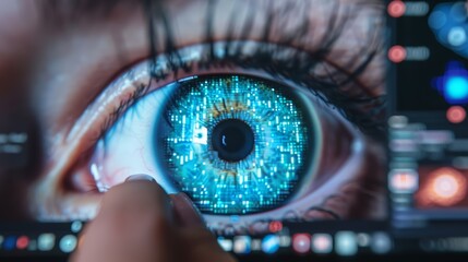 Close-up of Human Eye with Digital Overlay