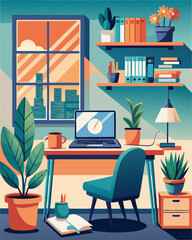 Vector Illustration of a Modern Office Workspace