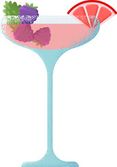 Cosmopolitan cocktail icon. Textured colored drink glass