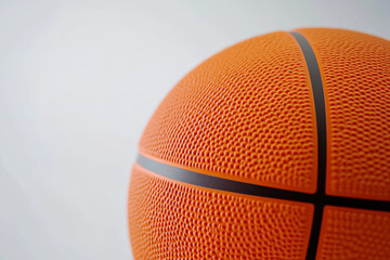 Fototapeta premium Bright orange basketball with visible texture against a white backdrop